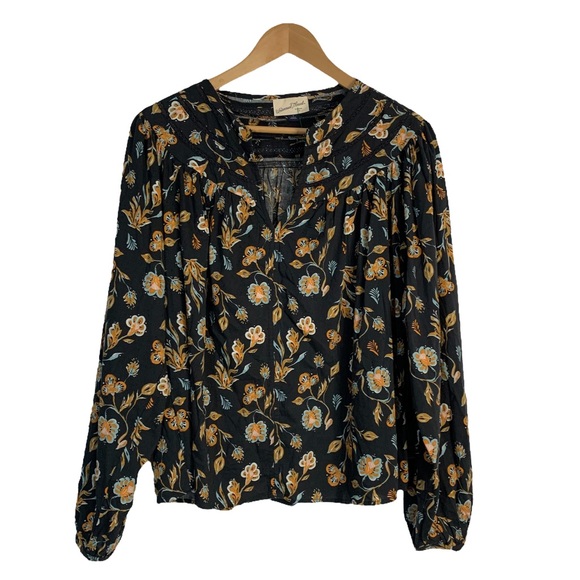 Women's Balloon Long Sleeve Tie-Front Cottage Blouse Boho - Universal Thread - Picture 3 of 6